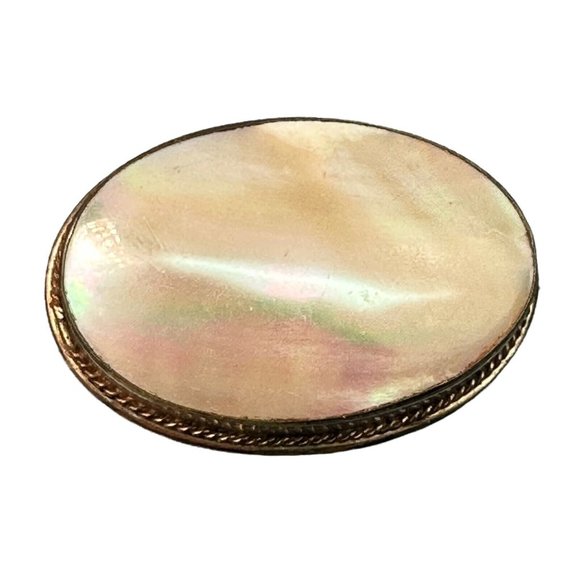 Unbranded Jewelry - Antique Luminous Mother of Pearl Brooch Unique Aged Patina